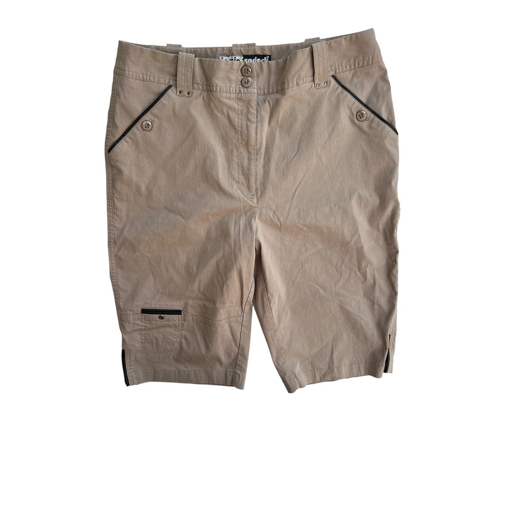 Jamie Sadock Golf Bermuda Shorts High‎ Rise Pockets Stretch Khaki Beige Size 12